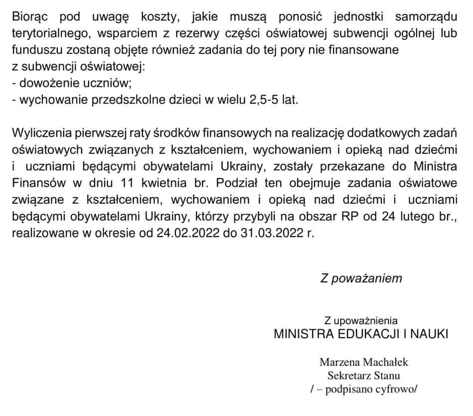 Pismo ministra do kuratorów dyrektorów samorządów 1 4
